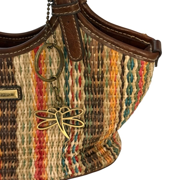 Strada Basket Weave Leather Tote Bag - Picture 4 of 14